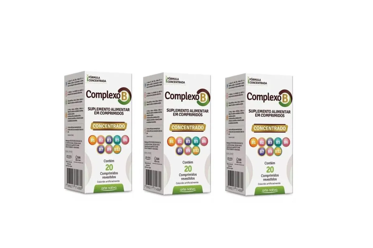 Kit C/3 Complexo B Concentrado C/20 comprimidos - Arte Nativa