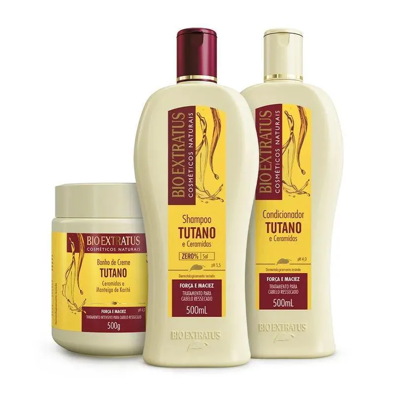 Kit 1 Shampoo 1 Condicionador 1 Banho Creme Tutano 500 Ml