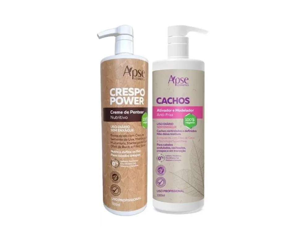 Kit Apse Ativador de Cachos e Creme de Pentear Crespo Power 1l