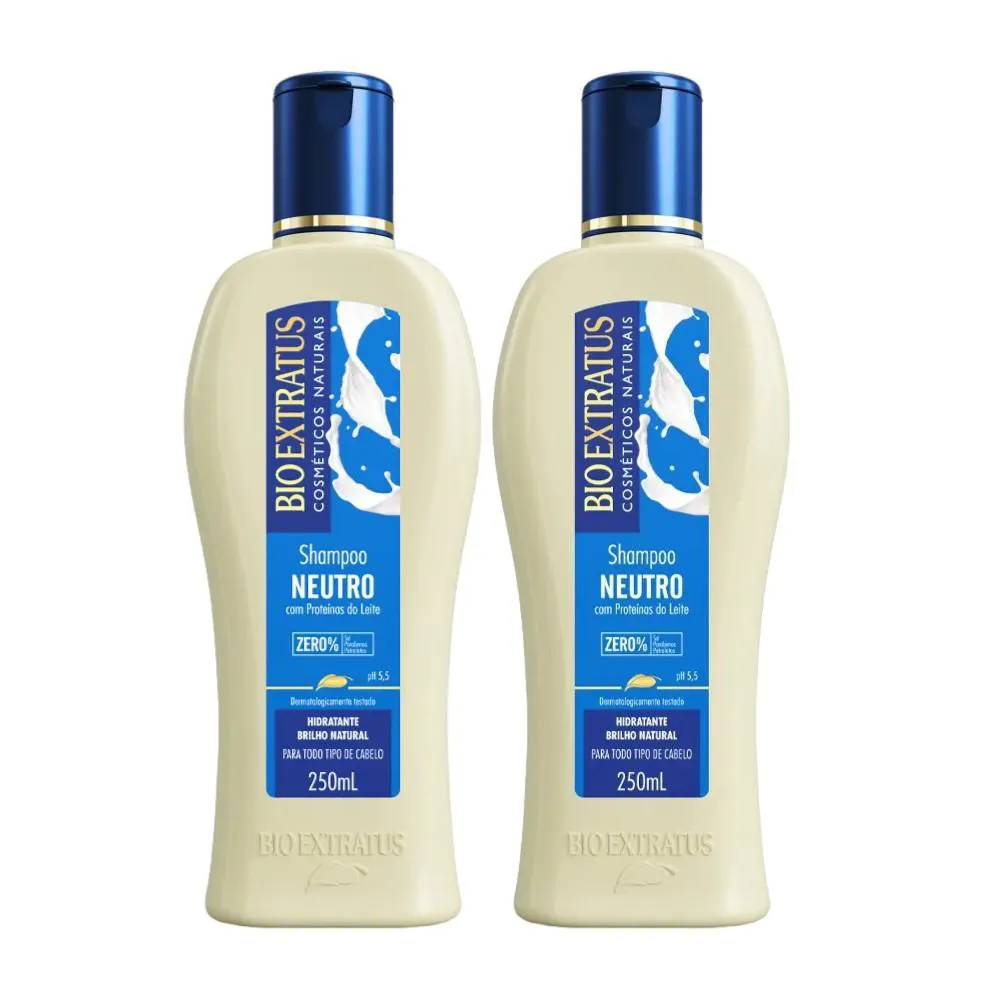 Kit 2 Shampoo Brilho Natural Neutro 250 Ml Bio Extratus