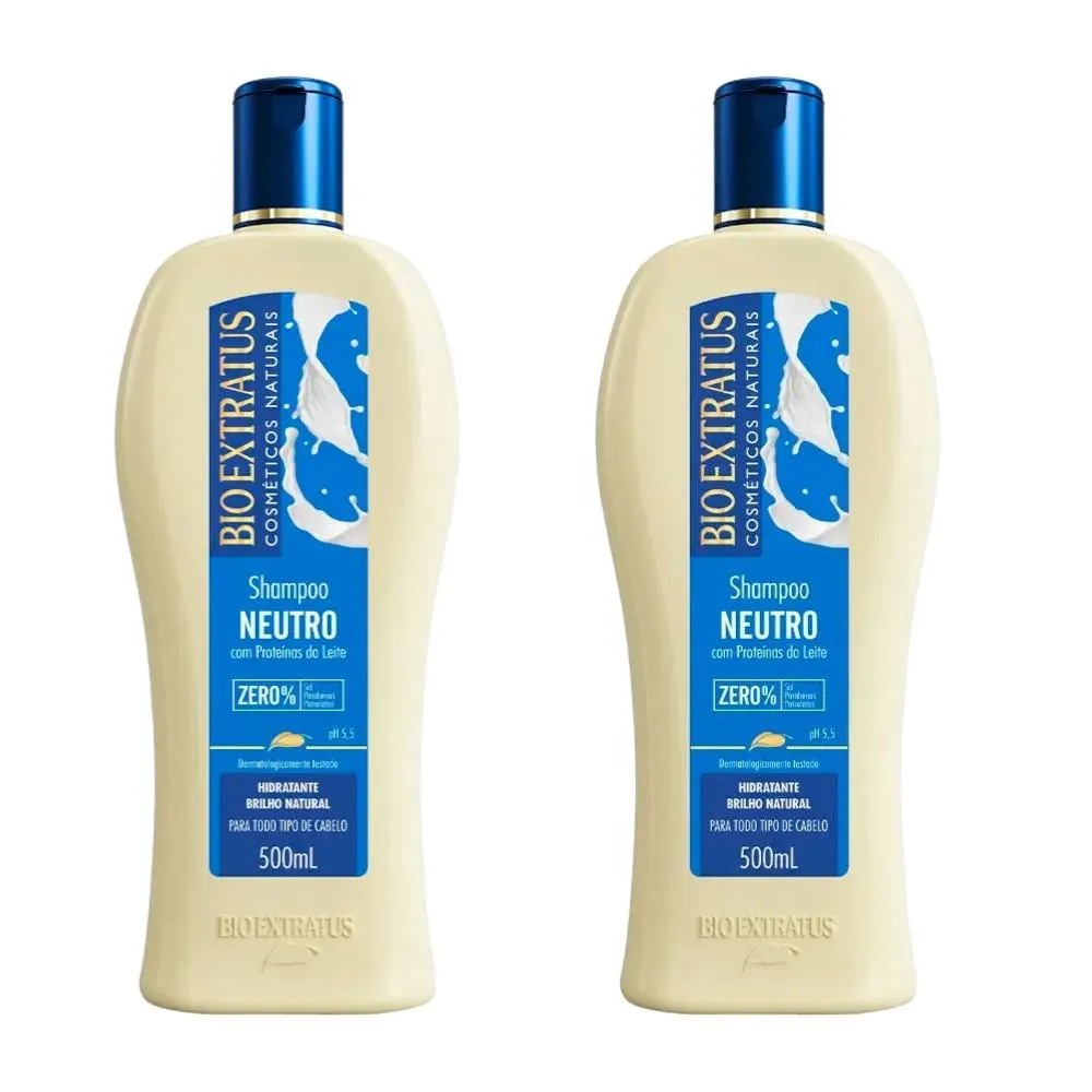 Kit 2 Shampoo Brilho Natural Neutro 500 Ml Bio Extratus