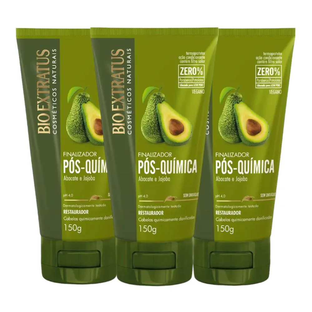 Kit 3 Finalizador Tratamento Restaurador Pós Quimica 150 Ml Bio Extratus