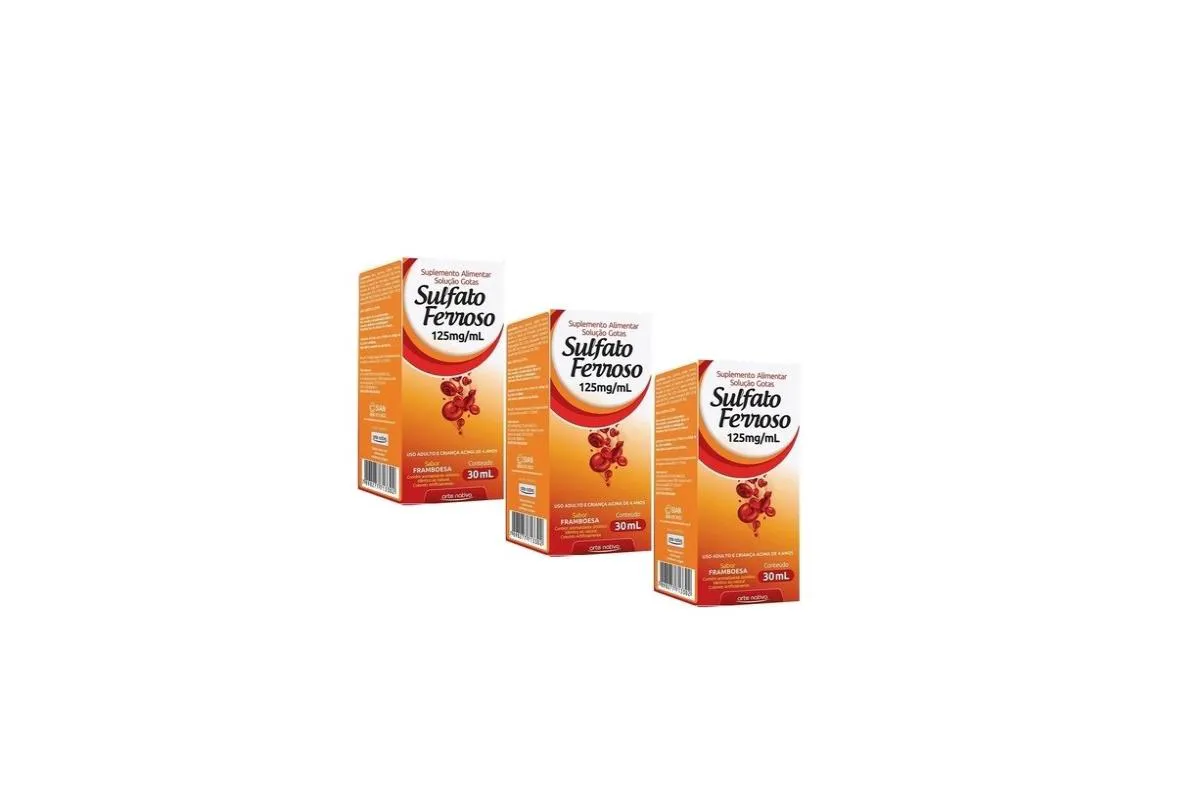 Kit C/3 Sulfato Ferroso Gotas 125Mg 30Ml - Arte Nativa