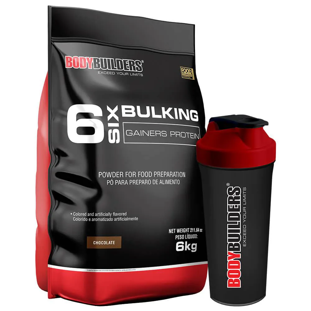 Kit 6 Six Bulking 6kg + Coqueteleira – Bodybuilders Chocolate