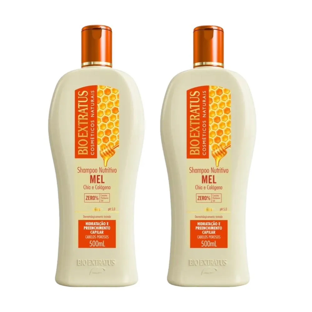 Kit 2 Shampoo Mel Nutritivo 500 Ml Bio Extratus