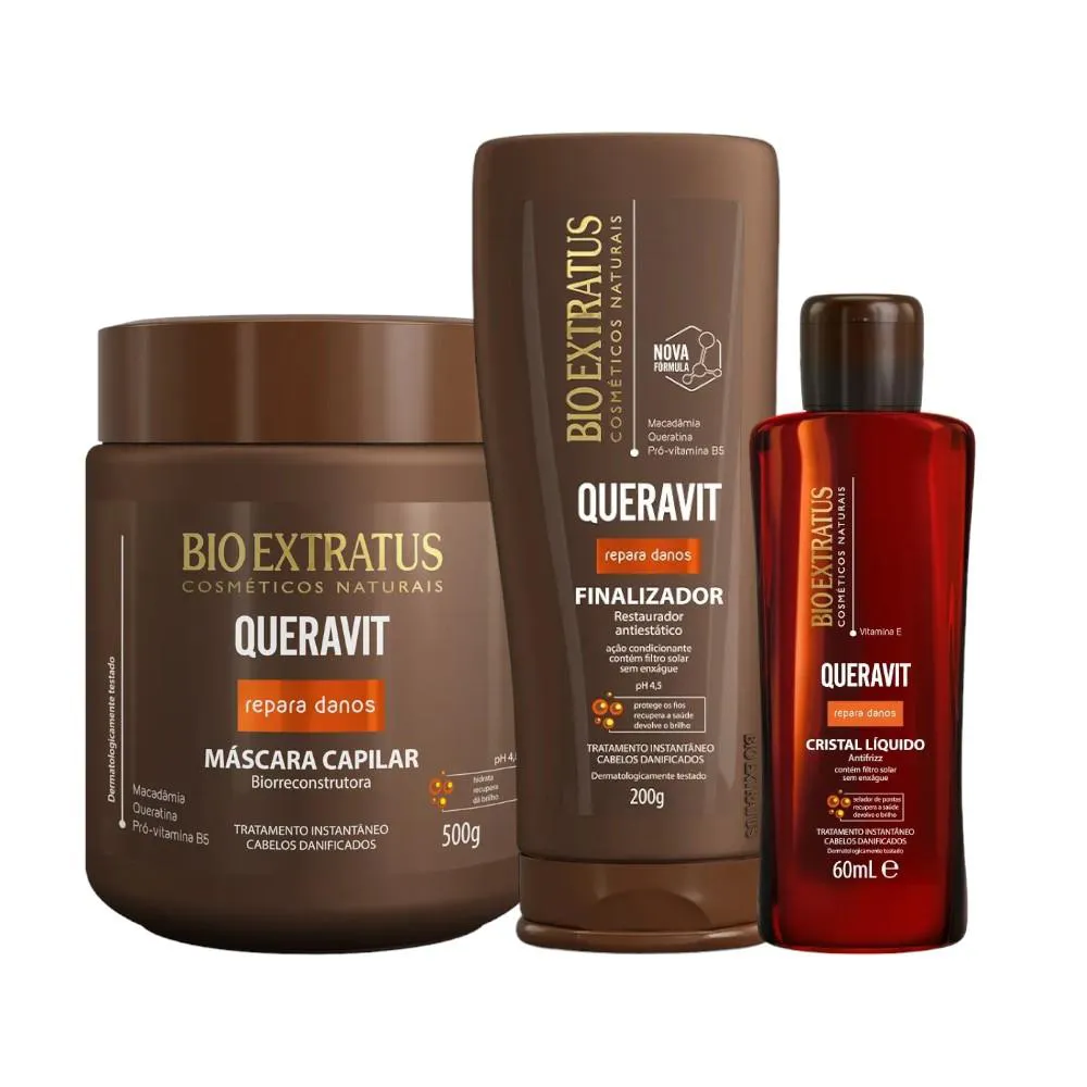 Kit Queravit Finalização e Umectação Capilar 1 Máscara 500Ml 1 Finalizador 200Ml 1 Cristal Líquido