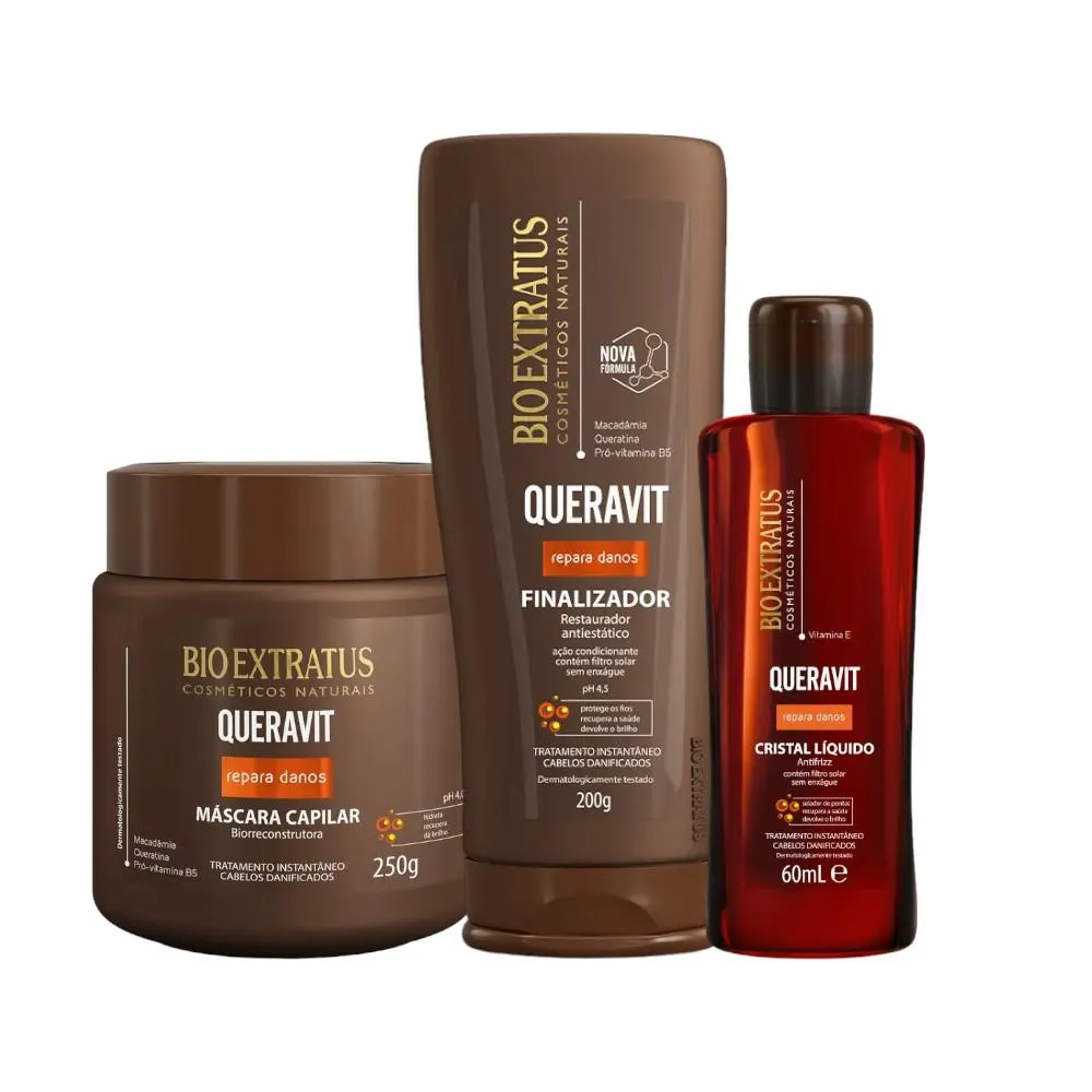 Kit Queravit Finalização e Umectação Capilar 1 Máscara 250Ml 1 Finalizador 200Ml 1 Cristal Líquido