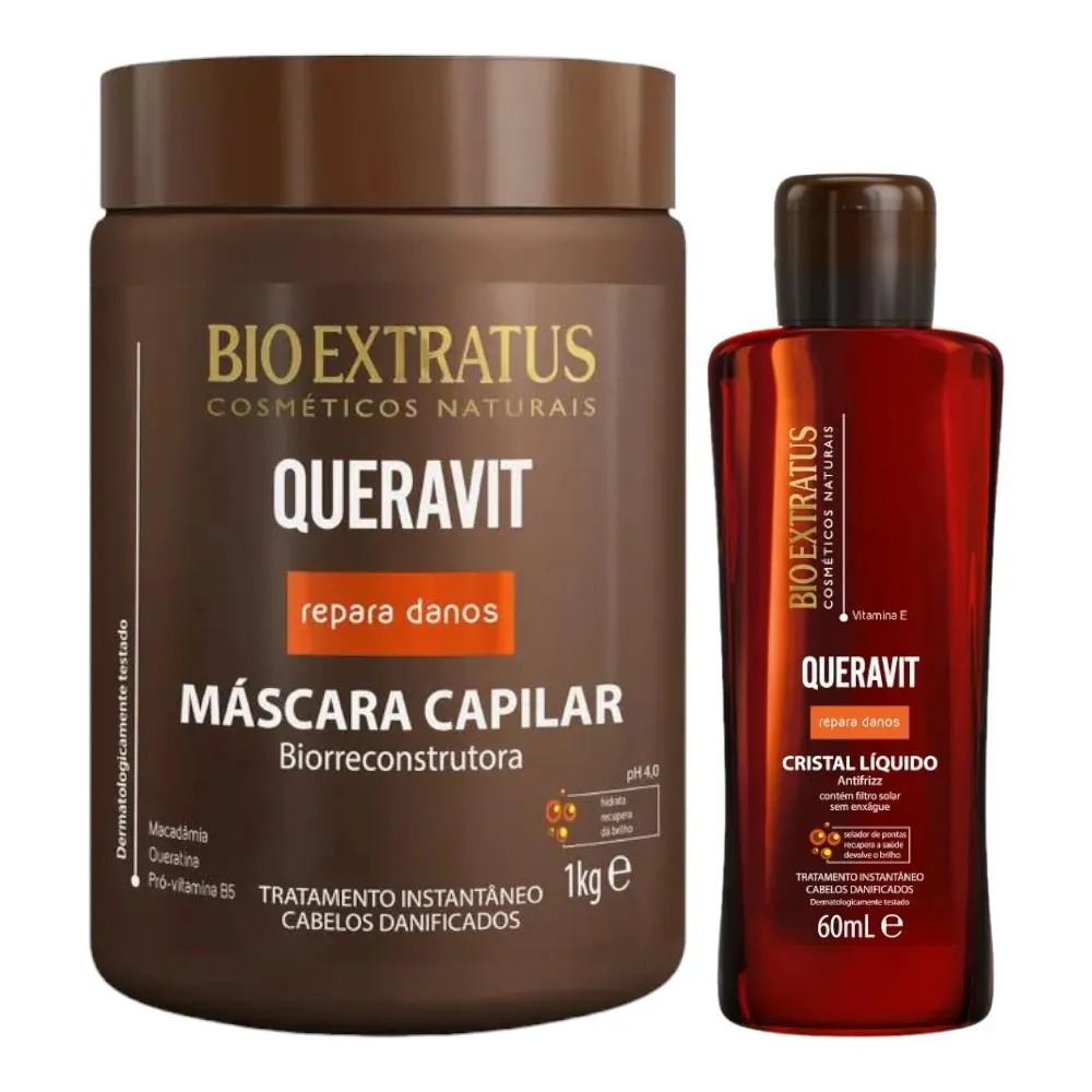 Kit Queravit Umectação Capilar 1 Máscara 1Kg 1 Cristal Líquido 60Ml