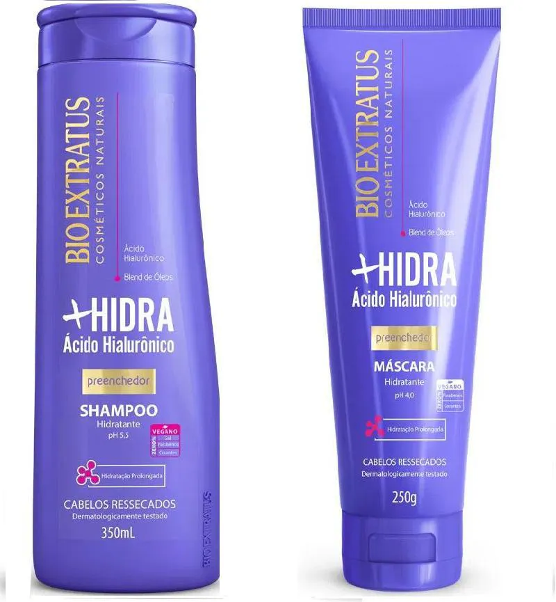 Kit 1 Shampoo 1 Mascara Limpeza Hidratante Mais Hidra 350 Ml Bio Extratus