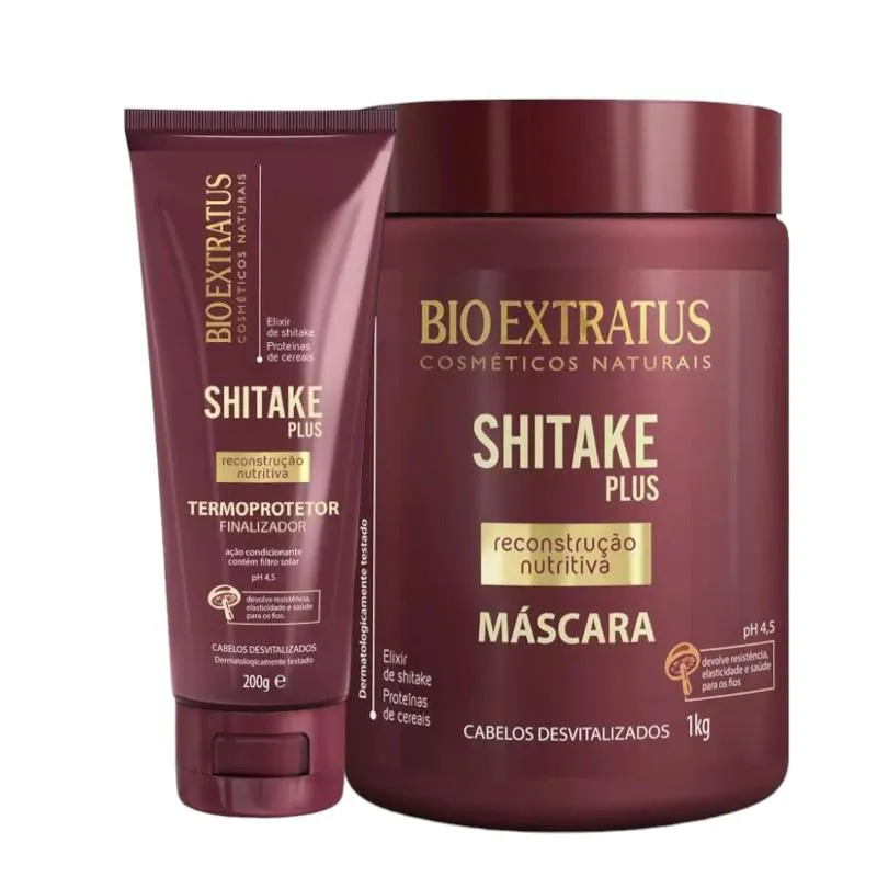 Kit Shitake Finalização Nutritiva 1 Máscara 1Kg 1 Finalizador Termoprotetor 200Ml
