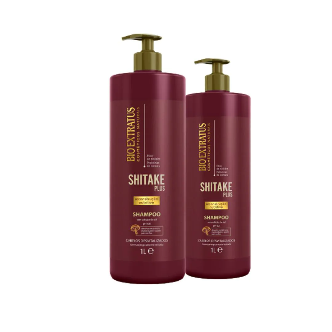 Kit 2 Shampoo Limpeza Nutritiva Shitake 1 L Bio Extratus