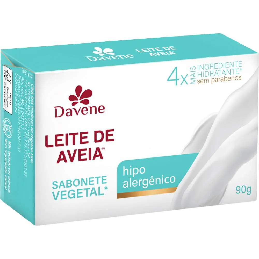 Sabonete Vegetal Leite de Aveia Hipoalergenico 90g Davene