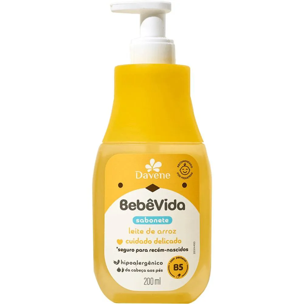 Sabonete Liquido Bebe Vida Leite de Arroz 200ml Davene