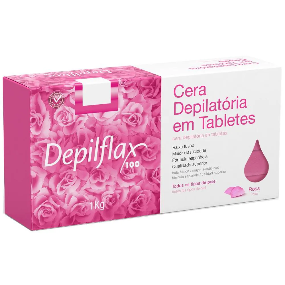 Cera Quente Depilacao Depilflax Rosa 1kg Tabletes