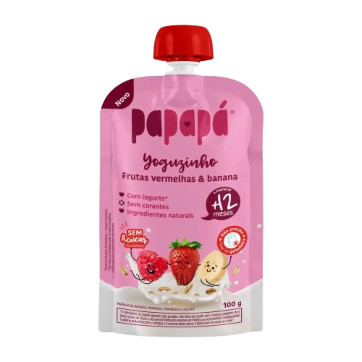 Papinha Papapá Yoguzinho Iogurte De Frutas Vermelhas Sem Adição De Açúcar 100g