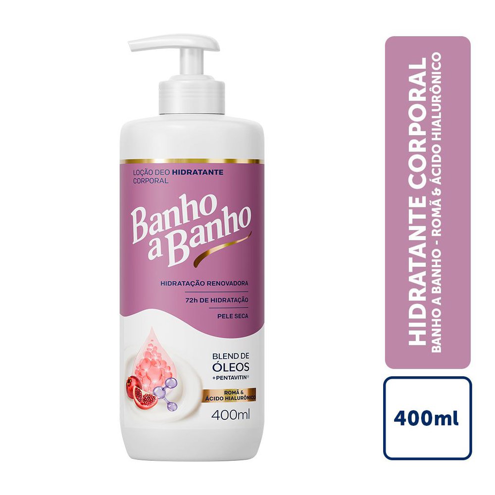 Deo-Hidratante Loção Banho A Banho Romã E Ácido Hialurônico Blend De Óleos E Pentavitin 72h 400ml