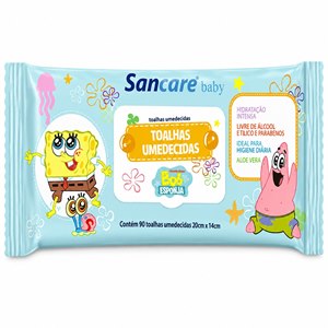 Toalhas Umedecidas Sancare Baby Bob Esponja 90 Unidades