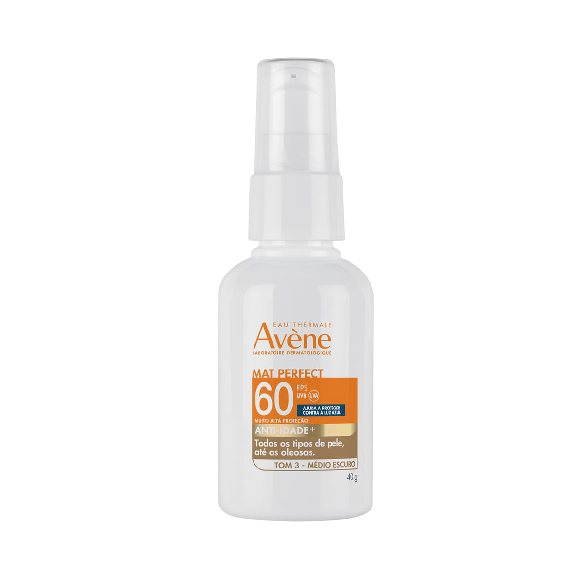 Protetor Solar Facial Avène Tom Médio Escuro Mat Perfect Anti-Idade Fps 60 40g