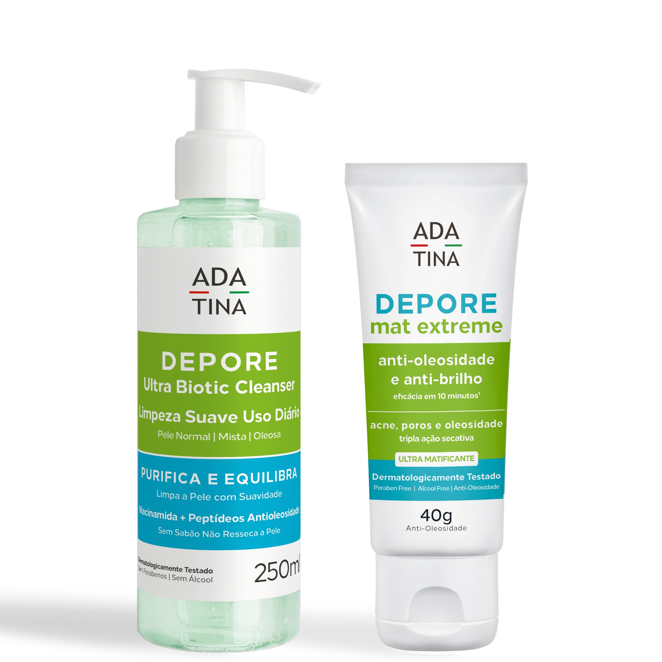 Kit Depore Pele Oleosa Gel Limpeza e Hidratante Matte Ada Tina