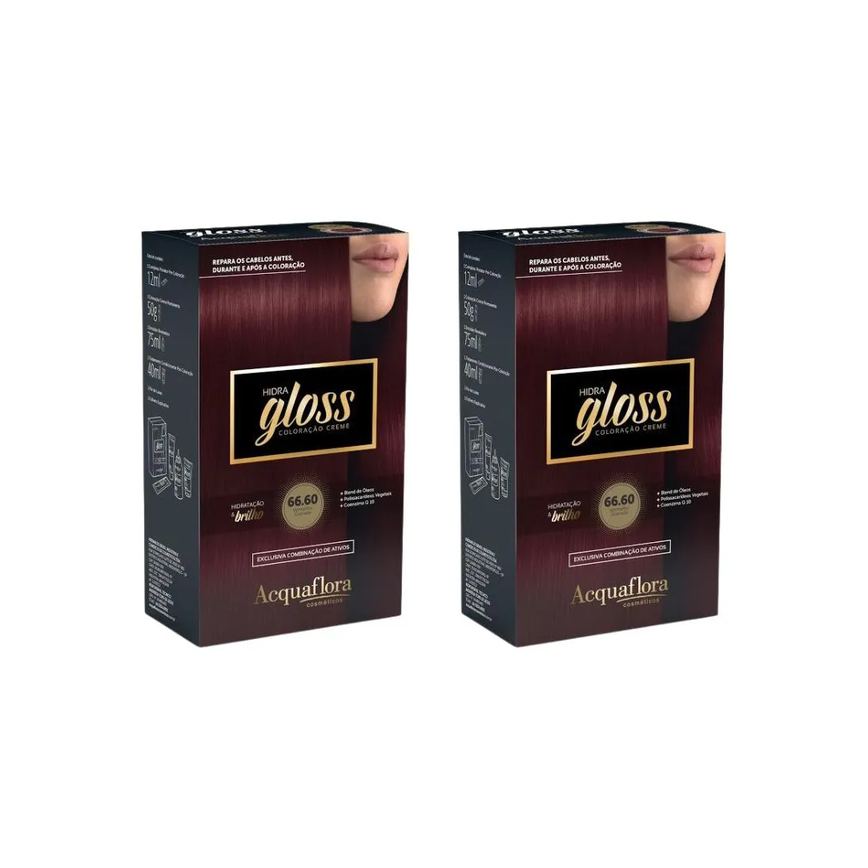 Coloraçao Acquaflora Hidra Gloss 66.60 Verm Granada-Kit C2un