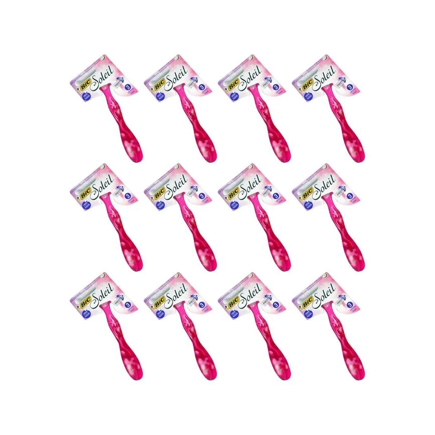 Aparelho de Barbear Bic Soleil Com 1 Rosa - Kit C/ 12un