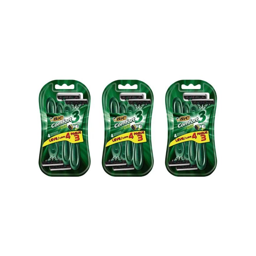 Aparelho de Barbear Bic Comfort 3 L4P3 Pele Sensivel-Kit 3un