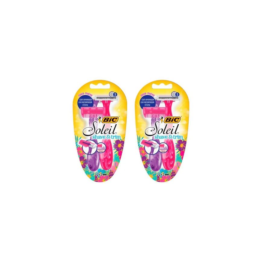 Aparelho de Barbear Bic Soleil Shave Trim Rosa/Roxo C/2- 2un
