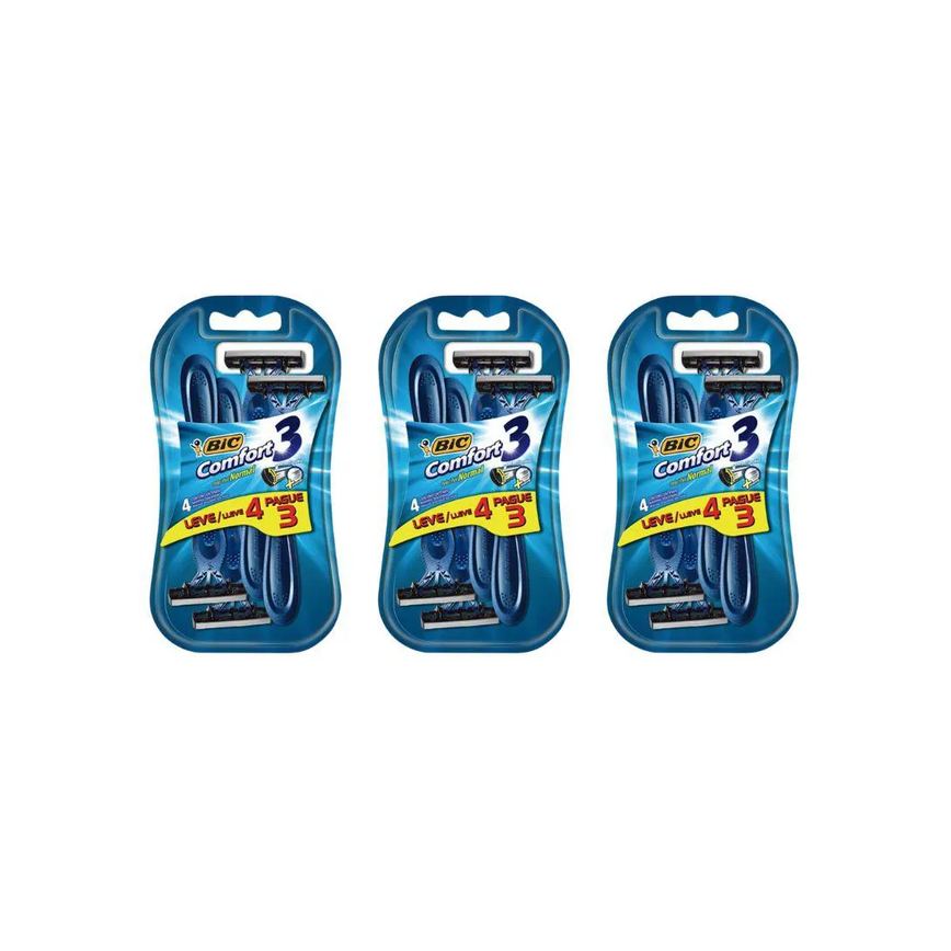 Aparelho de Barbear Bic Comfort 3 L4P3 Pele Normal - Kit 3un