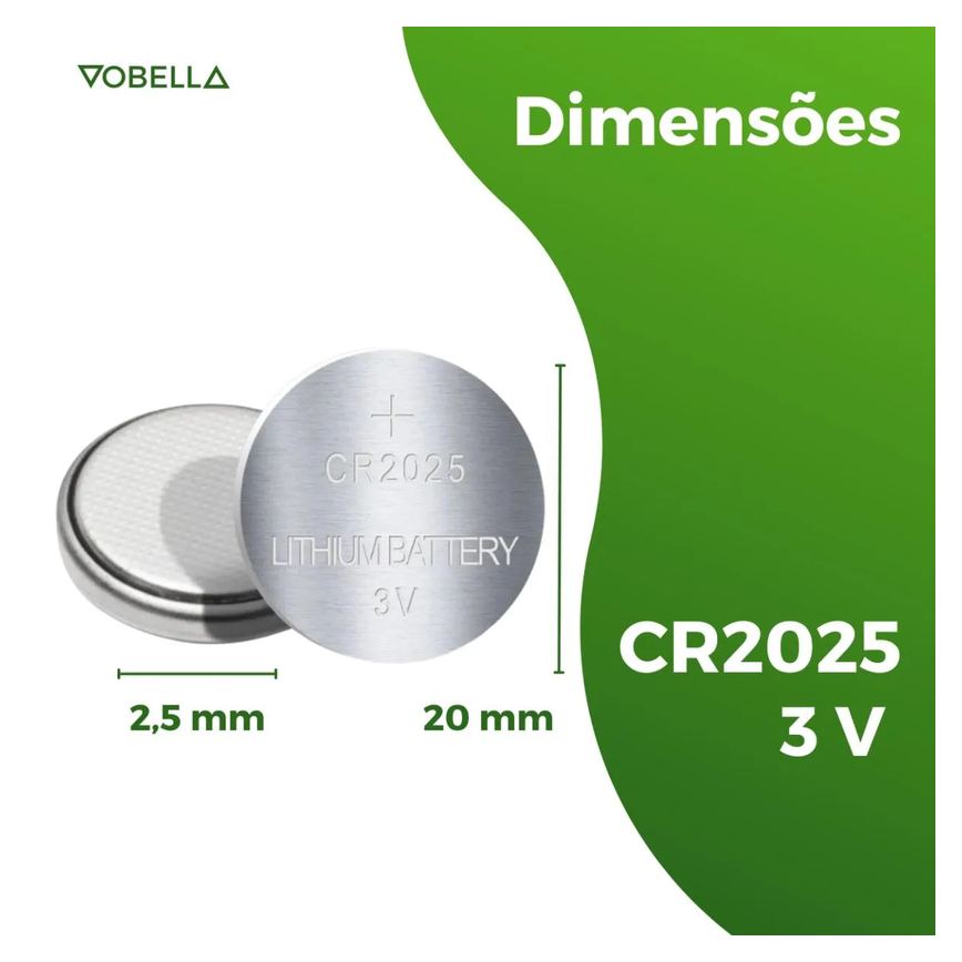 5 Baterias Pilha Moeda Cr2025 3v Blister Cartela Elgin