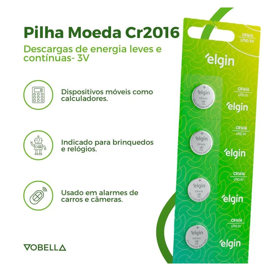 5 Baterias Pilha Moeda Cr1616 3V Controles Relógios Elgin
