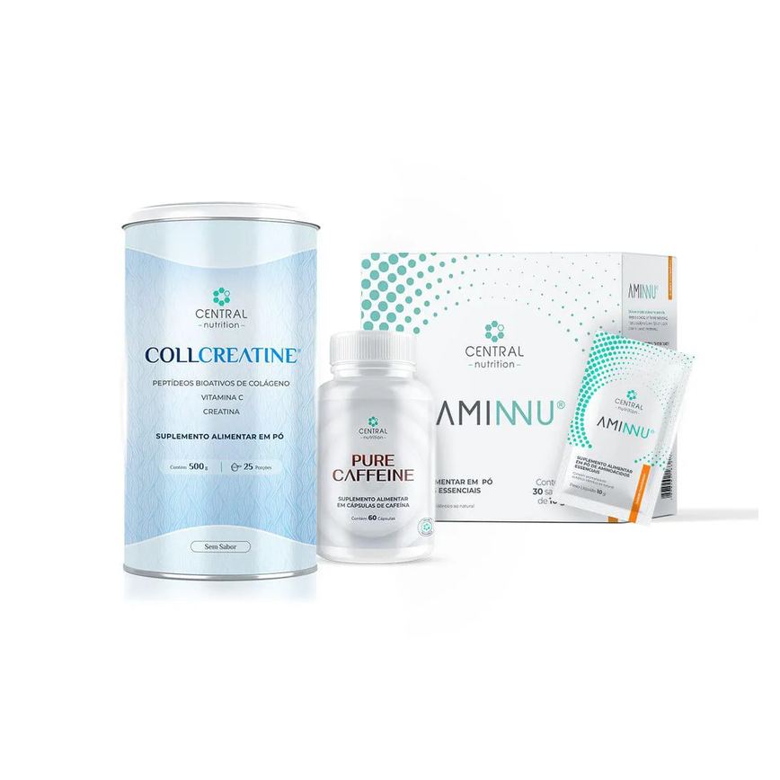 Protocolo Performance e Força (AMINNU® Tangerina + COLLCREATINE® Sem Sabor + PURE CAFFEINE)