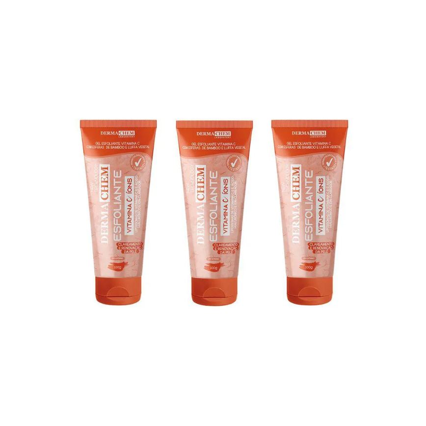 Gel Facial Dermachem Esfoliante Vitamina C 100g - Kit C/ 3un