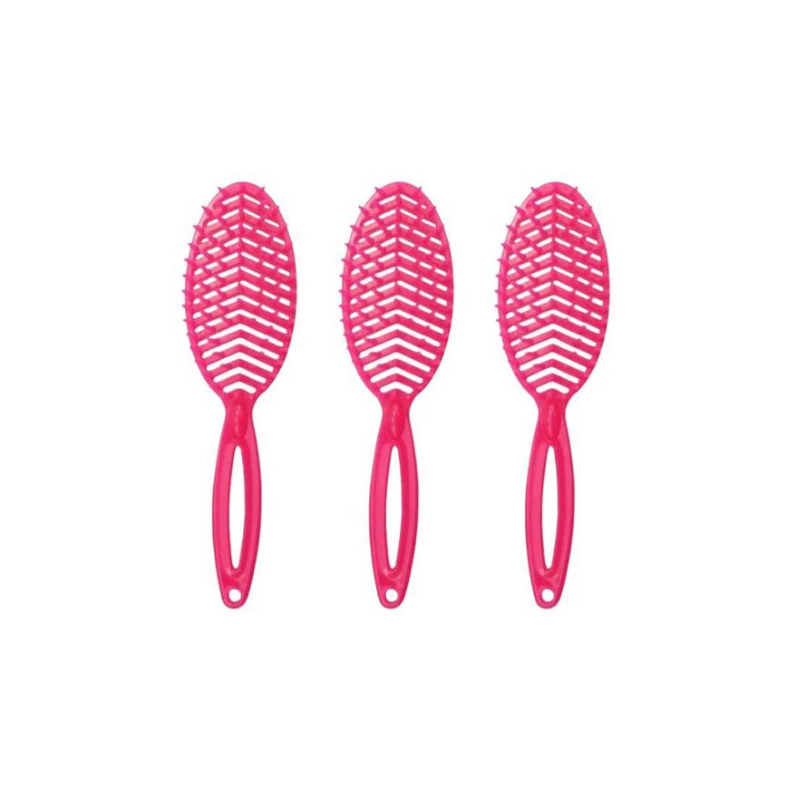 Escova de Cabelo Darma Flex Oval 338 Pink - Kit C/ 3un