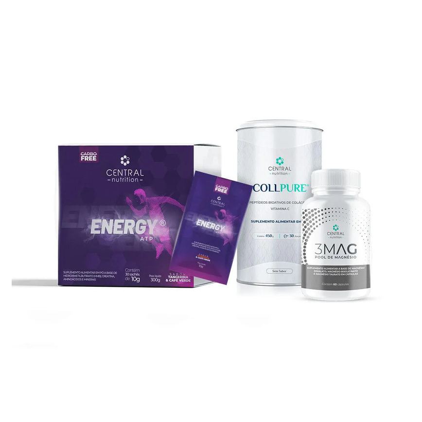 Protocolo Energia e Saúde Muscular (ENERGY ATP® Tangerina + COLLPURE® Sem Sabor + 3MAG)