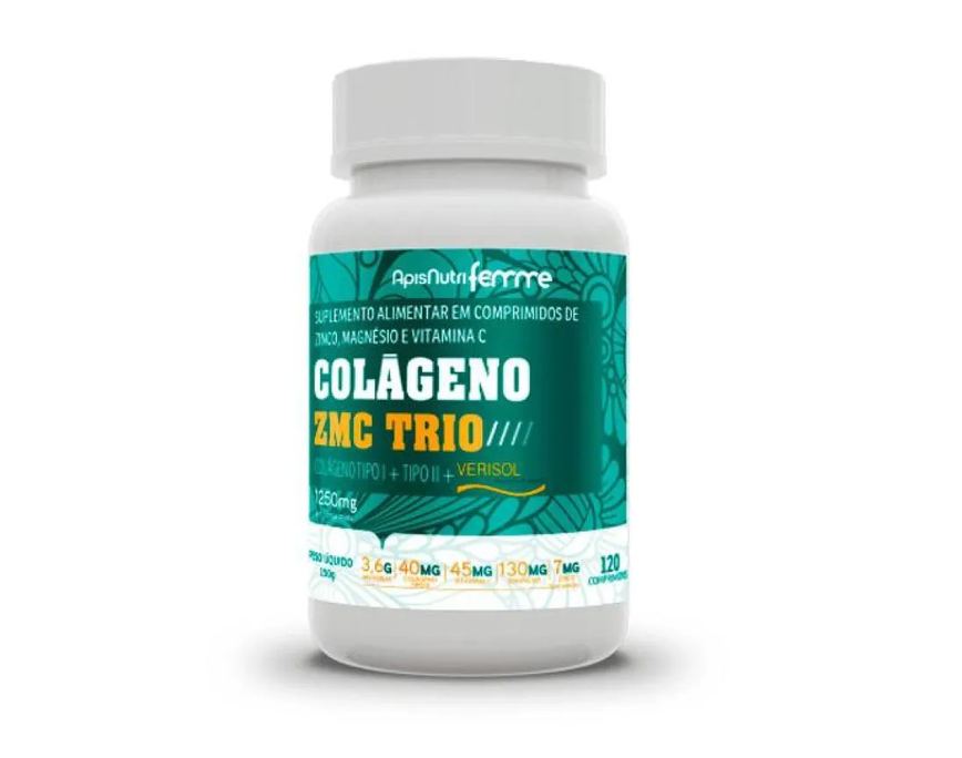 Colágeno Zmc Trio Verisol + Tipo I + Tipo Ii 1250Mg (120 cápsulas) - Padrão: Único