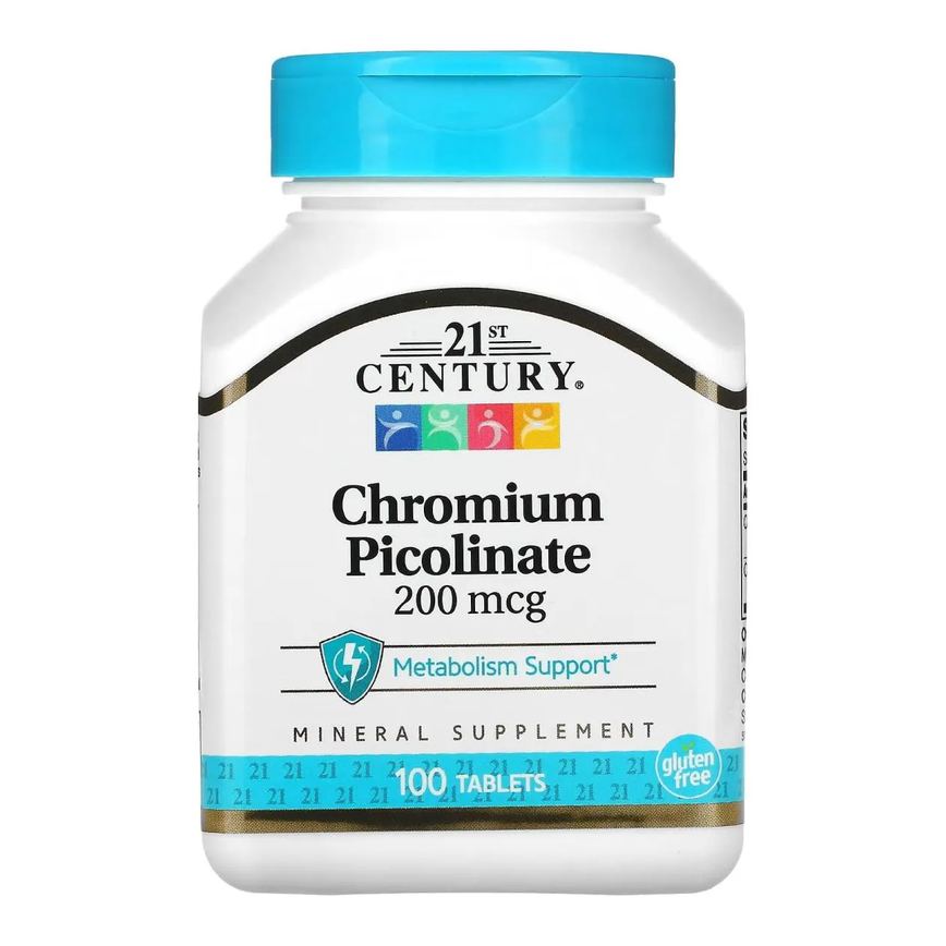Picolinato de Cromo 200mcg 100 Tablets - 21st Century