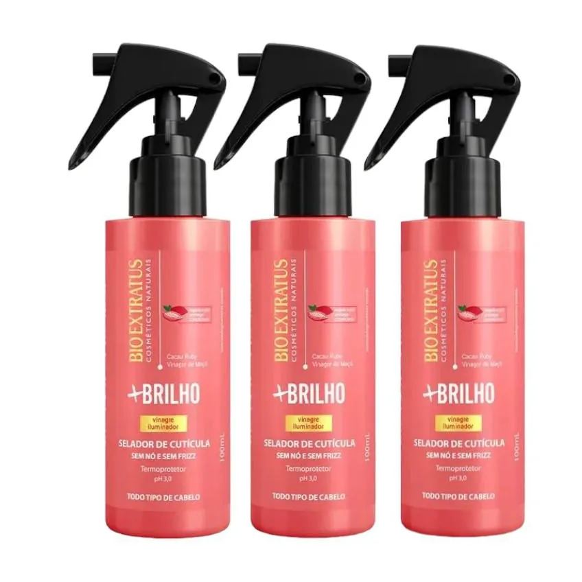 Kit 3 Spray Selador de Cutícula Mais Brilho 100Ml Bio Extratus