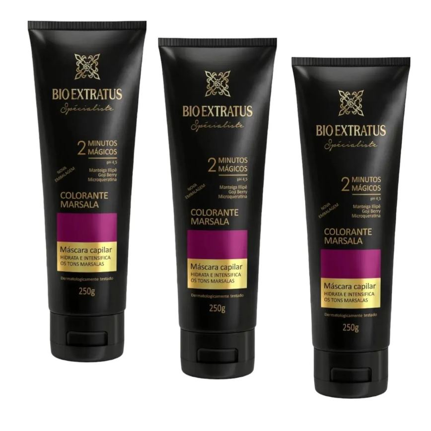 Kit 3 Mascara Colorante Marsala Reaviva A Cor e Trata 250 Gr