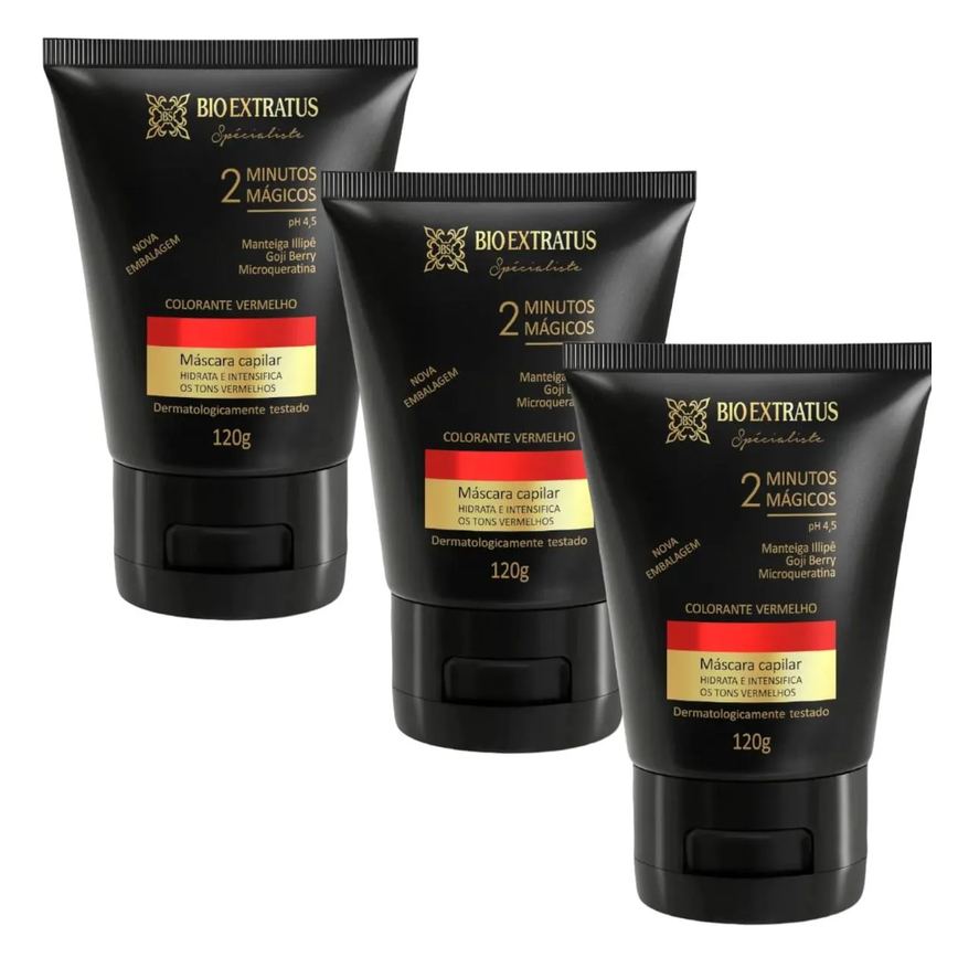 Kit 3 Mascara Colorante Vermelha Reaviva A Cor e Trata 120 Gr