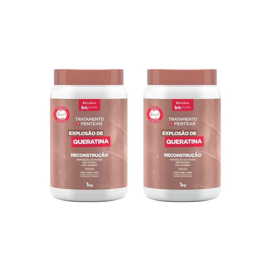 Creme de Trat Beleza Natural 1000g Explosao Queratina - 2un
