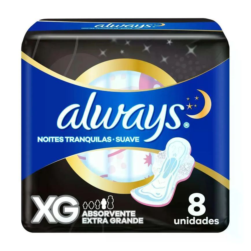 Abs Always Noturno Suave Xg C/ Abas C/ 8 unidades