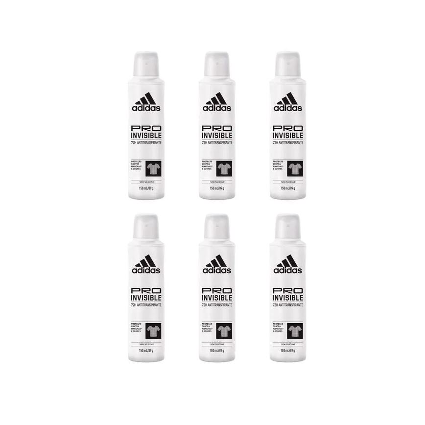 Desodorante Aero Adidas 150ml Fem Invisible - Kit C / 6un