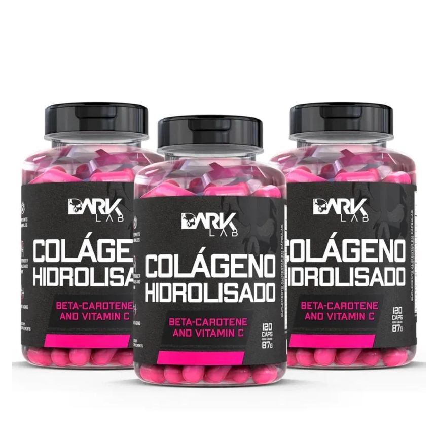 Kit 3x Colágeno Hidrolisado 120 Capsulas Dark Lab Collagen (360 Caps)