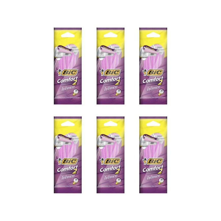 Aparelho de Barbear Bic Comf 2 Twin For Women L5p4 - Kit C / 6un
