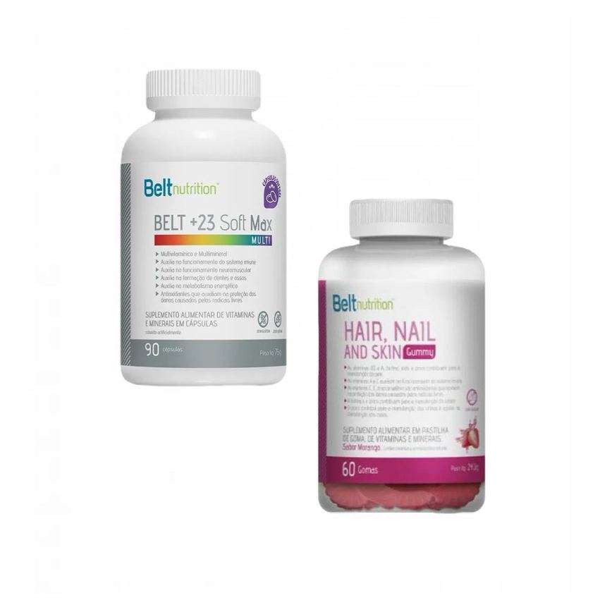 Belt +23 Soft Max + Belt Hair Gummy Morango - Belt Nutrition