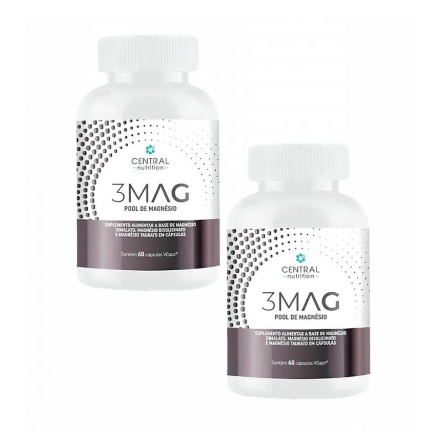 2x 3 Mag Magnesio Quelato Taurato Dimalato Central Nutrition sem Sabor