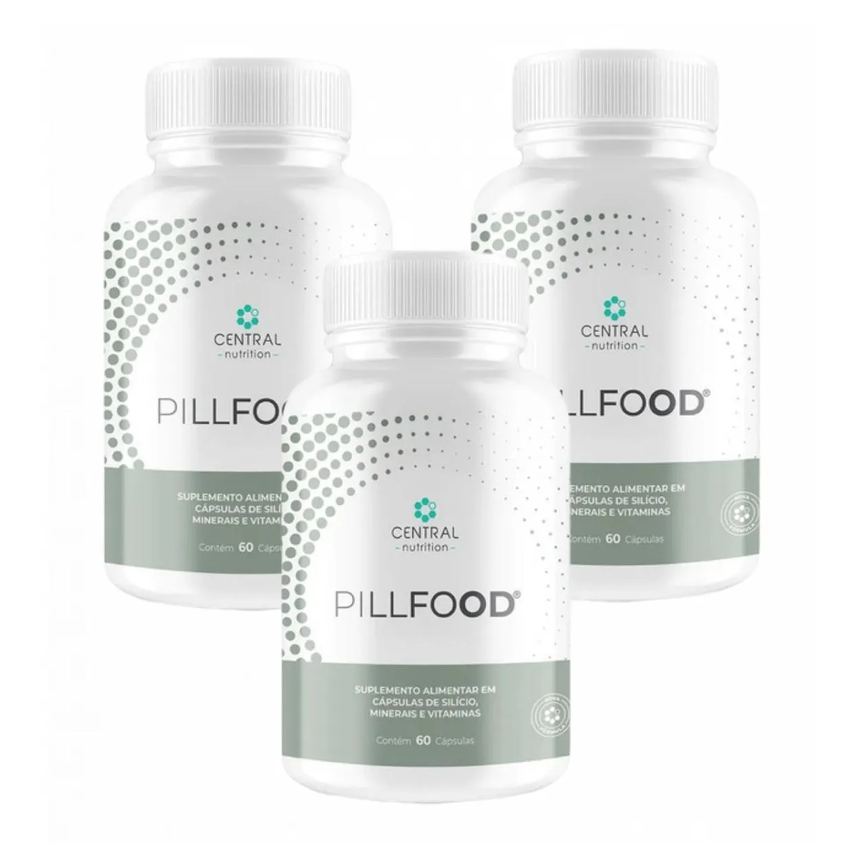 3x Pillfood - Silício Orgânico - Central Nutrition - 60 Cápsulas. sem Sabor