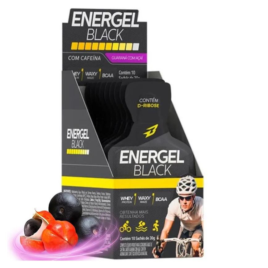 Gel Energel Black com Cafeína Caixa 10 unidades Body Action - Guaraná com Açaí