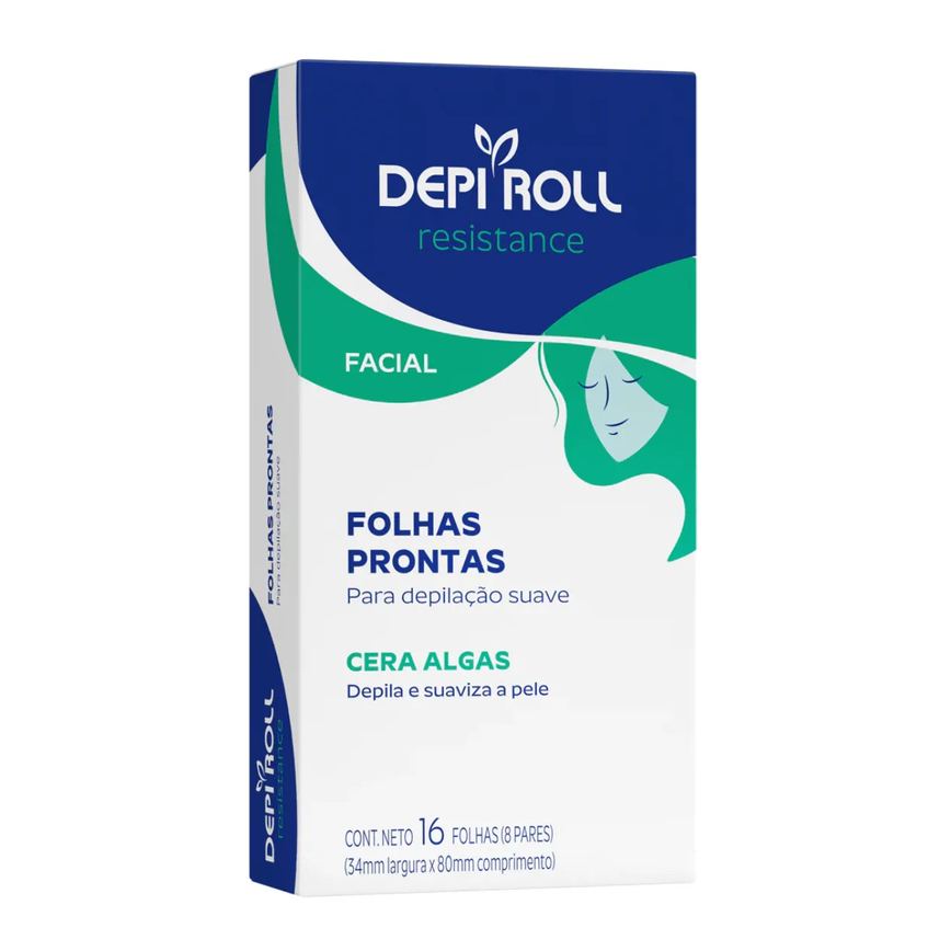 Cera Depilatória Facial Depi Roll Resistance Algas 16 folhas prontas
