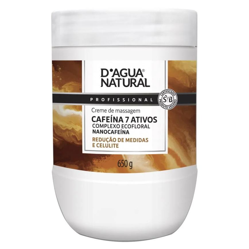 Creme Massagem Redutora Cafeina 7 Ativos 650g Dagua Natural